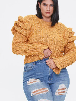 Plus Size Ruffled-sleeve Sweater