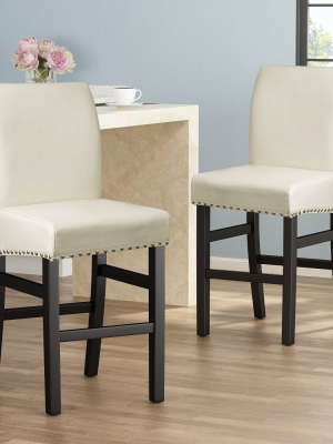 Set Of 2 25" Lisette Leather Counter Height Barstools - Christopher Knight Home