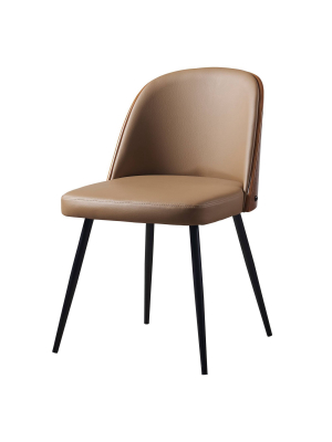 Layton Chair With Benwood Back Metal Leg Khaki/cherry Wood Finish - Versanora