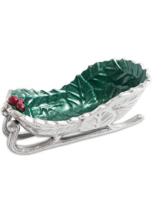 Julia Knight Holly Sprig 8" Sleigh Bowl In Emerald