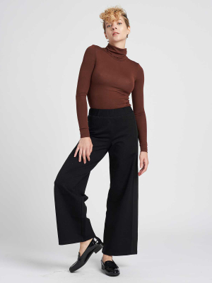 Stephanie Wide Leg Stripe Pants - Black With Black Stripe