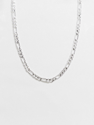 Regal Rose Necklace In Silver Plated Figaro Chain