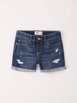 Mid Rise Denim Midi Shorts