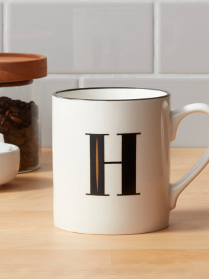 16oz Stoneware Monogram H Mug White - Threshold™