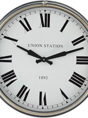 River Parks Studio Union Station 21 1/4" High Classic Train Wall Clock