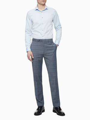 Slim Fit Blue Chambray Plaid Pants