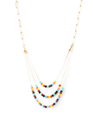 Tri-layer Crystal Chain Link Necklace