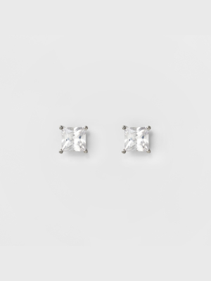 Women's Square Crystal Stud - A New Day™ Silver