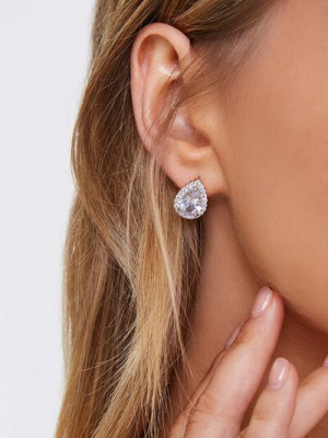 Faux Gem Teardrop Stud Earrings