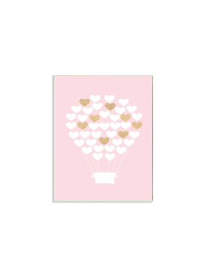 10"x0.5"x15" White Gold Pink Heart Hot Air Balloon Wall Plaque Art - Stupell Industries