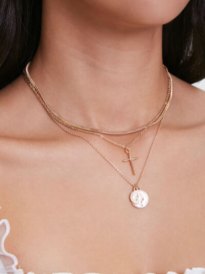 Cross Pendant Layered Necklace