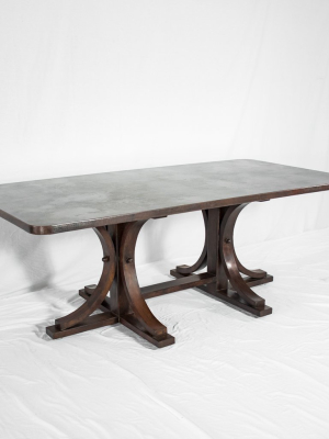 Vestal Long Copper Dining Table - Dark Brown