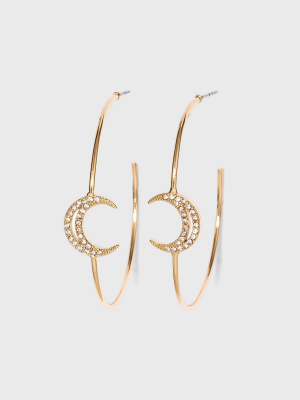 Crescent Moon Hoop Earrings - Wild Fable™ Gold