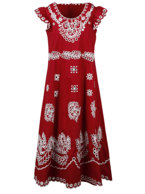 Redvalentino Sangallo Embroidered Midi Dress