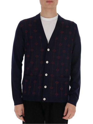 Gucci Gg Stripe Embroidered Cardigan