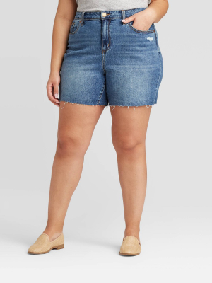 Women's Plus Size High-rise Boyfriend Jean Shorts - Universal Thread™ Medium Wash