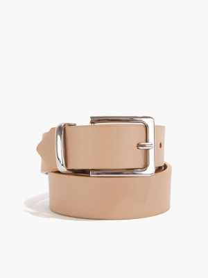 Faux Leather Square-buckle Belt