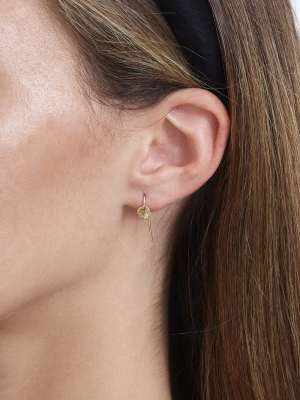 14k Gold Coin And Diamond Earrings