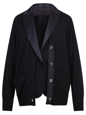 Sacai Contrast-collar Layered Cardigan