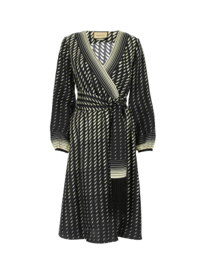 Gucci Printed Scarf Belted Wrap Dress