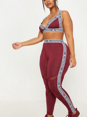 Prettylittlething Plus Burgundy Brand Leggings