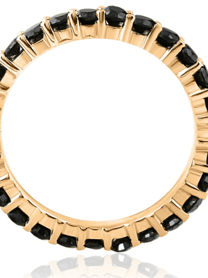 Pompeii3 1 1/2ct Black Diamond Eternity Ring 14k Yellow Gold Womens Stackable Band