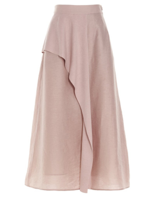 Agnona Asymmetric Drape Midi Skirt