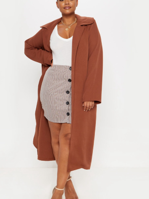 Plus Chocolate Brown Longline Duster Coat