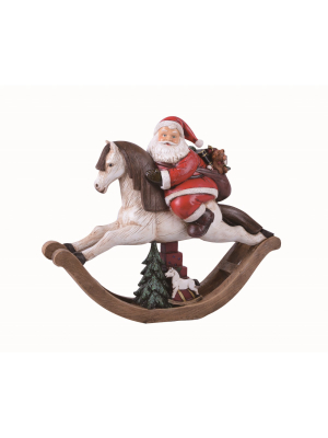 Transpac Resin 15 In. Red Christmas Santa Rocking Horse