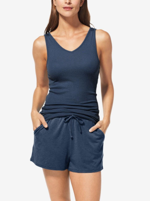 Women's Tank & Short Lounge Set, Dress Blues Heather