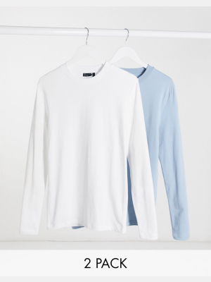 Asos Design Muscle Fit Long Sleeve T-shirt 2 Pack