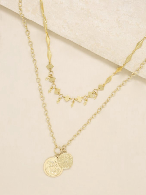 Stella Coin 18k Gold Plated Layered Necklace