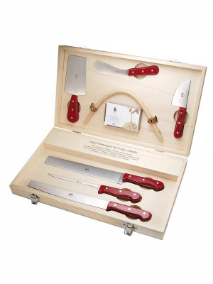 Italiani 7pc Cheese Knife Boxed Set - Red Lucite