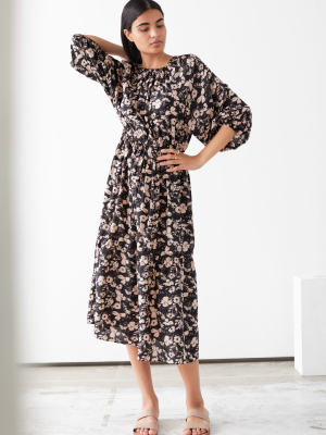 Voluminous Raglan Sleeve Midi Dress