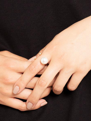 Cuff Ring Ll - Diamond & South Sea Pearl