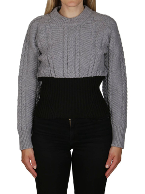 Alexander Mcqueen Contrast Hem Cable-knit Sweater