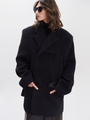 Mabel Fuzzy Oversized Blazer - Black