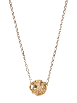 Small Diamond And Gold Ball Pendant Necklace