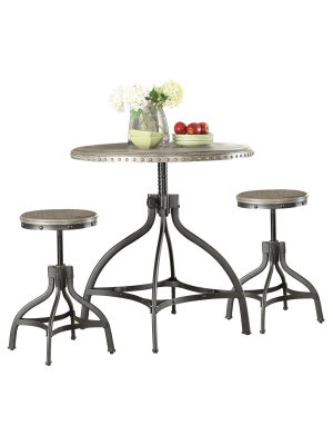 Dining Table Set Oak Metal - Acme Furniture