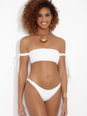 Margot Off Shoulder Bandeau Bikini Top - Meringue White