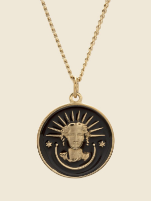 Lady Liberty Pendant Necklace - Black Enamel/gold Vermeil