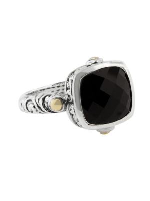 Effy 925 Sterling Silver & Gold Onyx Ring, 4.51 Tcw