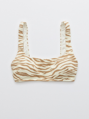 Aerie Pique Animal Print Wide Strap Scoop Bikini Top