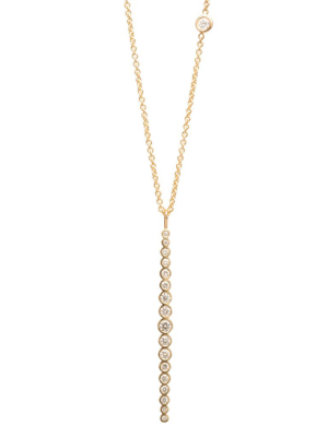 14k Vertical Graduated Diamond Bar Necklace