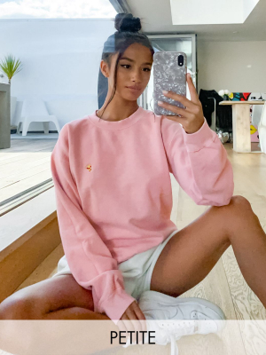 Topshop Petite Pizza Sweatshirt In Pink