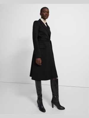 Belted Coat In Double-face Wool-cashmere