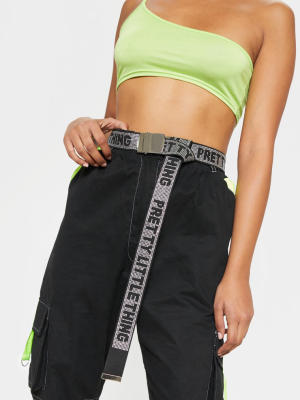 Prettylittlething Black Diamante Tape Buckle Belt