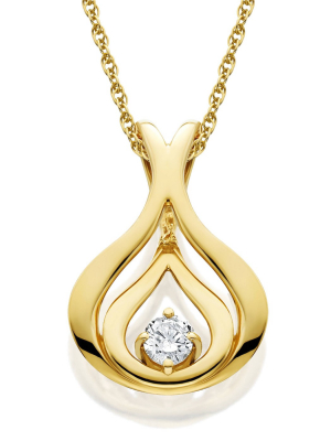 Pompeii3 Diamond Solitaire Pendant & Chain Yellow Gold 5/8" Tall