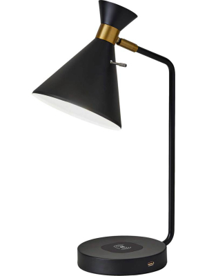 Menton Wireless Charge Desk Lamp Black/brass