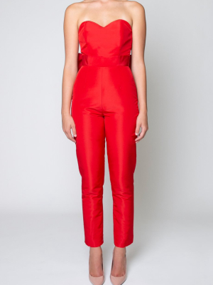 Silk Faille Bow Back Jumpsuit